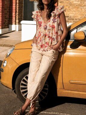 Chiffon Tank with Rosette Floral Applique (0661)